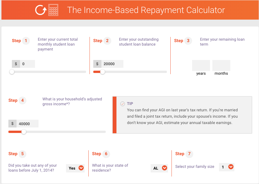 income based repayment calculator comet unsubsidized loan payment calculator